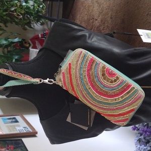 America and beyond embellished Continental wallet